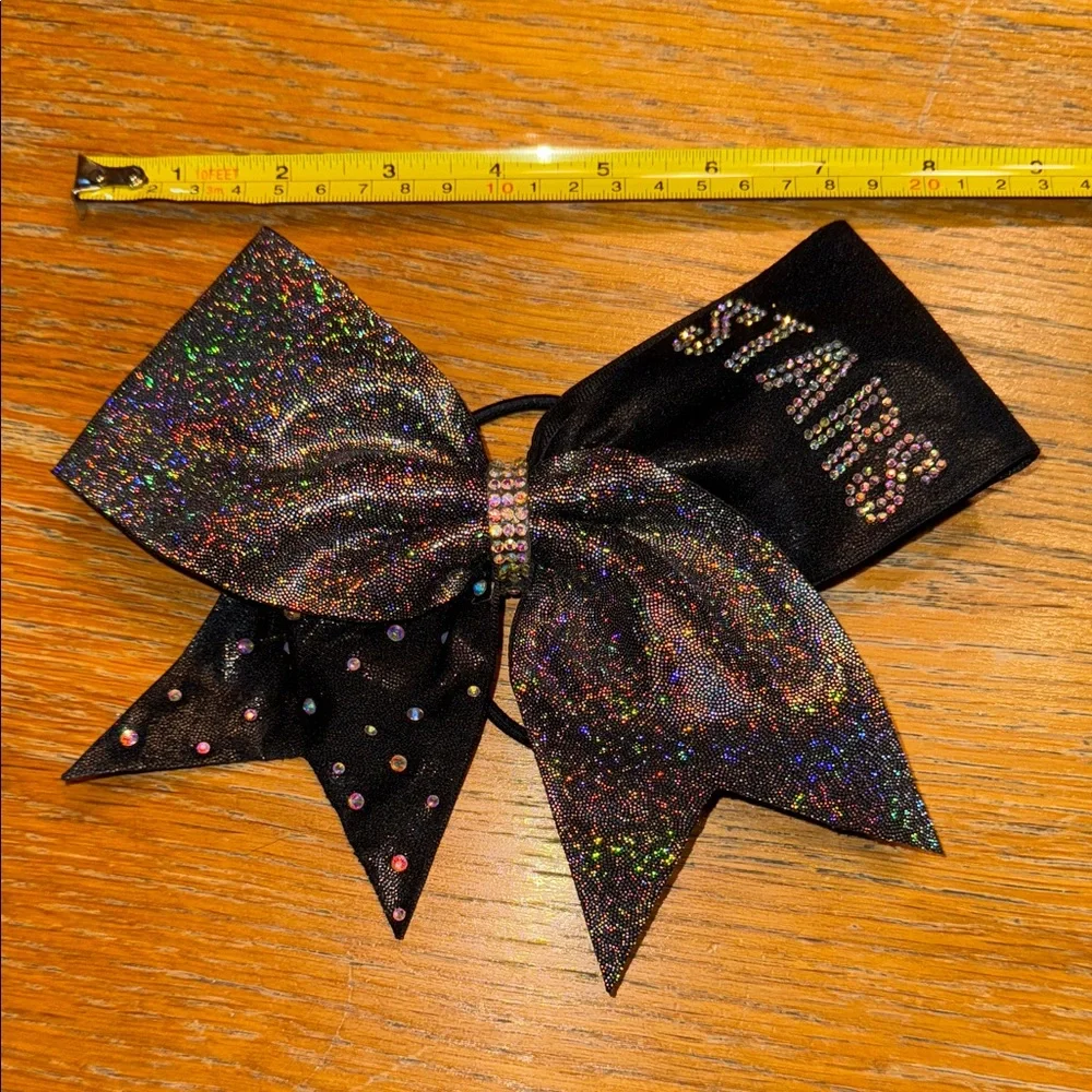 Black Glitter Cheer Bow with Rhinestones